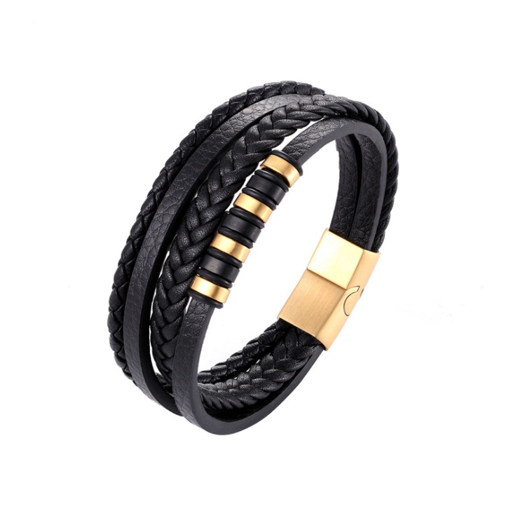 Panas Kulit Gelang Pria Stainless Steel Kulit Anyaman Gelang Multilayer Kulit Pria Klasik Fashion Perhiasan Aksesoris Hadiah gelang