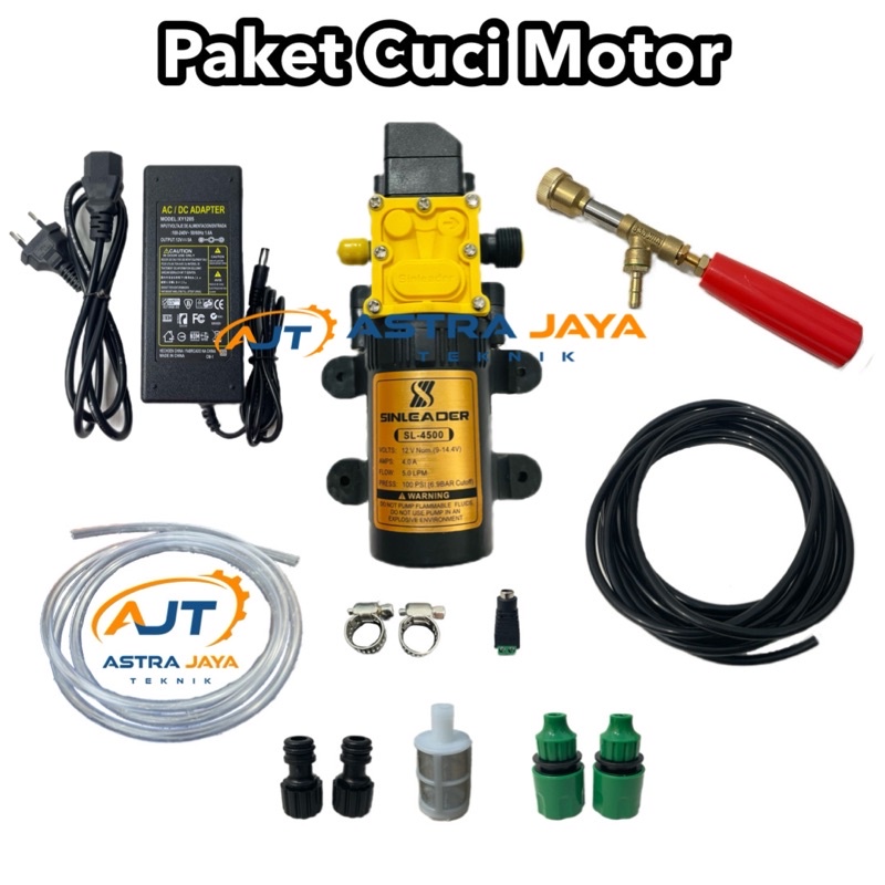 Sinleader Paket Cuci Motor Mobil AC Steam Mini Pompa DC 12 Volt 100 PSI / Mesin Semprot Tanaman Tama