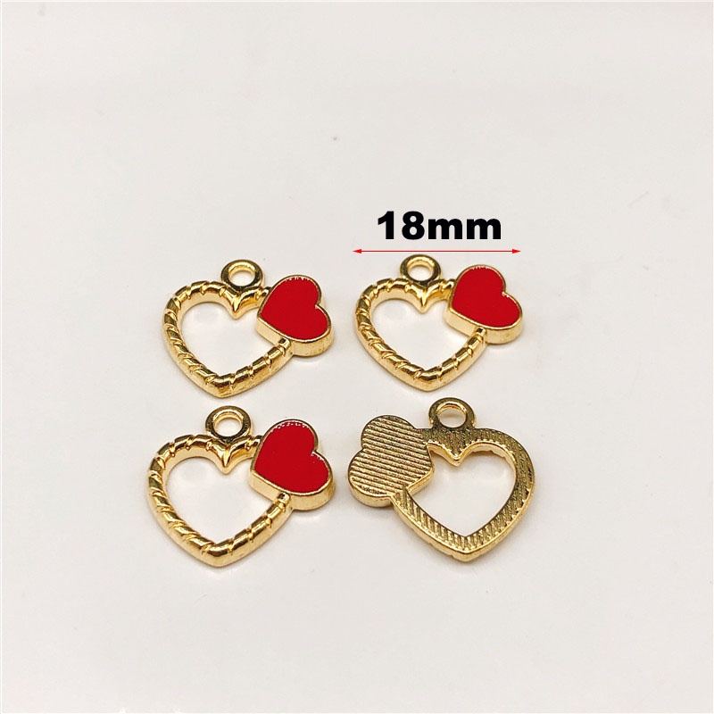 4pcs Liontin Enamel Bentuk Hati Bahan Zinc Alloy Untuk Membuat Perhiasan