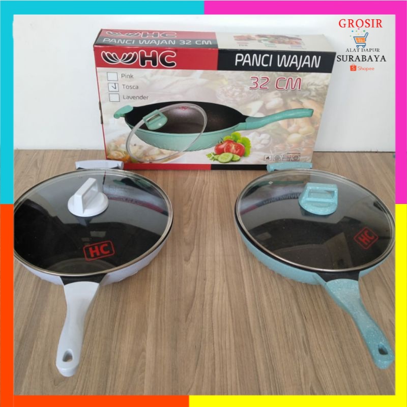 WOK PAN HC 32 CM / WAJAN KERAMIK WARNA PASTEL - WAJAN KOREA HC
