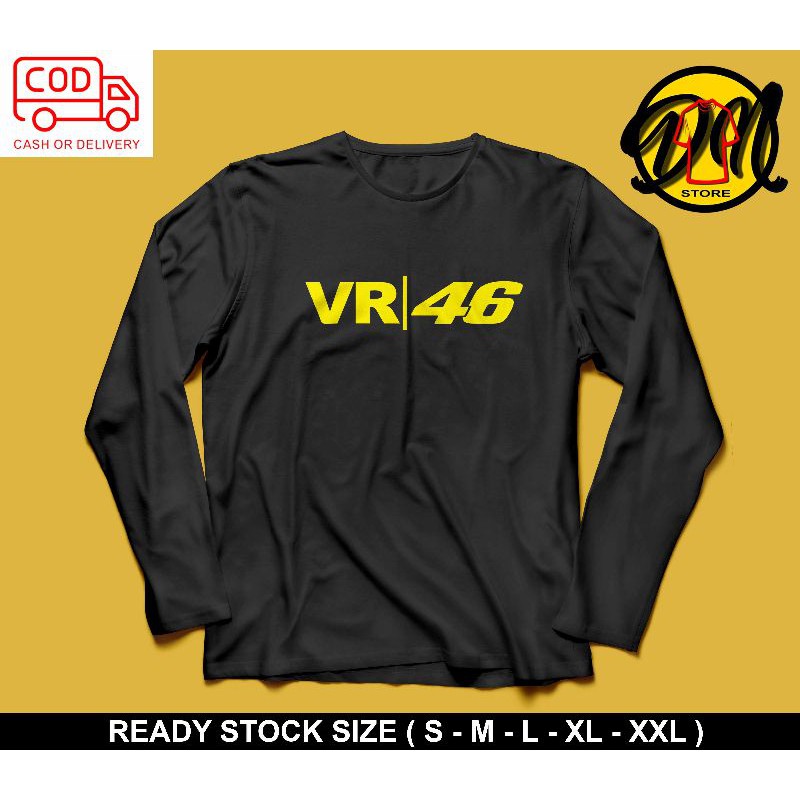T shirt Pria Longsleeve VR 46 Valentino Rossi Kaos Lengan Panjang Kaos Motor Kaos Cotton Combed
