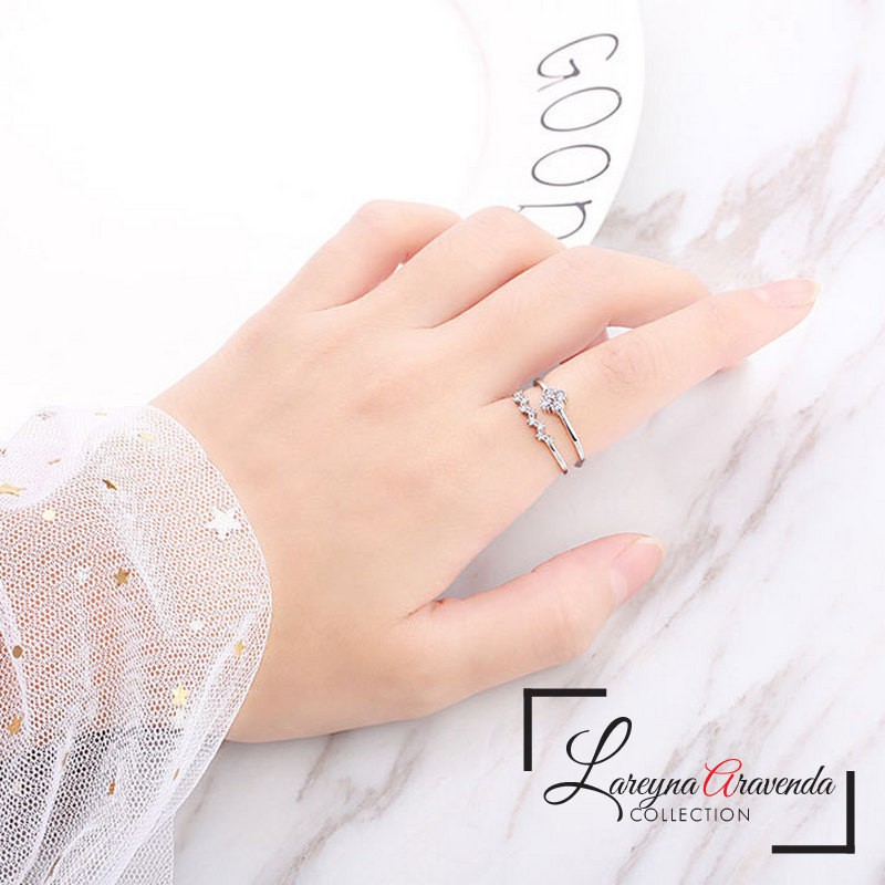 Cincin Silver S925 Wanita Model Kristal Mahkota Bunga CC024