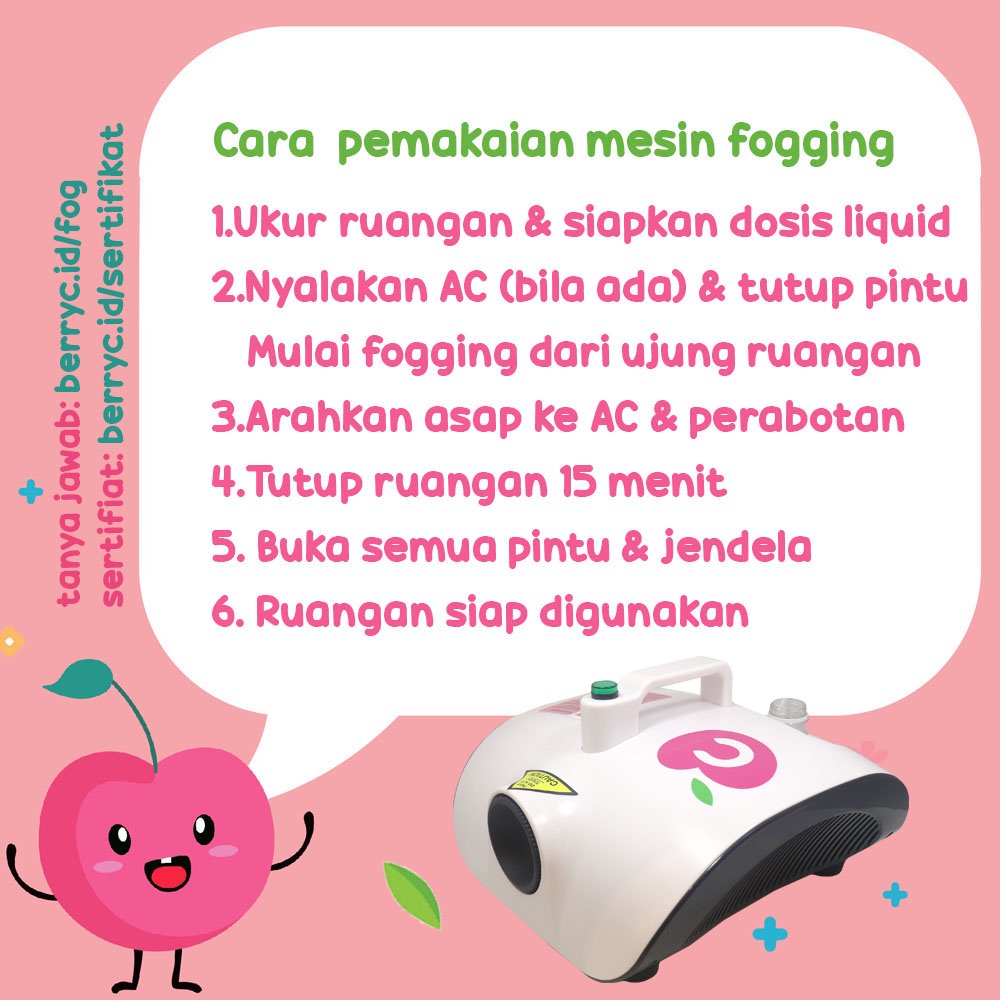 BerryC Bundle 900W Mesin + 500ml Liquid Fogging Smoke Fog Mesin Asap Disinfektan Air Sterilizer Pembersih Udara Virus Bakteri COVID-19 HFMD Flu Singapore Room Ruangan Jamur Sanitize Sanitizer Sanitiser Aman Interior Kantor Rumah Food Contact Safe Pet Kids