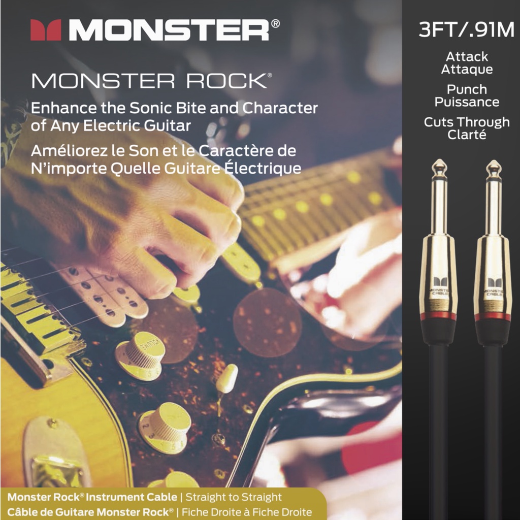 Monster® Prolink Rock Instrument Cable 3 ft Straight to Straight