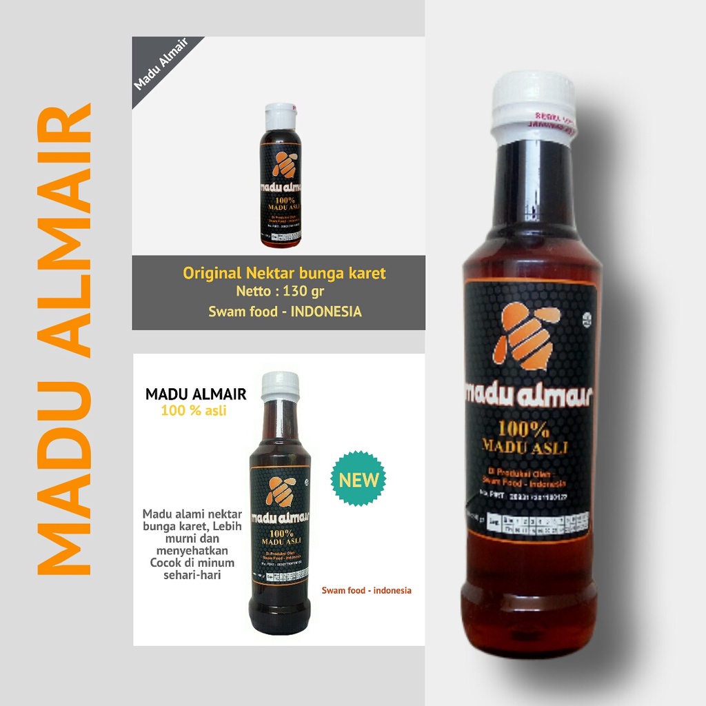 

Madu Asli Murni / Almair Madu Lebah Original / Pure Honey Bee Madu Herbal Alami Penguat Imun Terapi batuk Terapi Tekanan darah tinggi Nektar Bunga Karet Netto 500 Gr