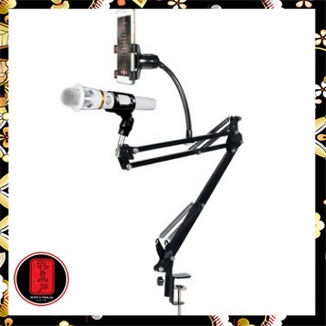 Microphone Suspension Boom Scissor Arm with Smartphone Lazypod - D6 - Black