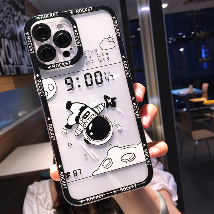 Soft Case TPU Motif Astronot Untuk Iphone 14 13 12 11 Pro X XR XS Max 6 6S 7 8 Plus