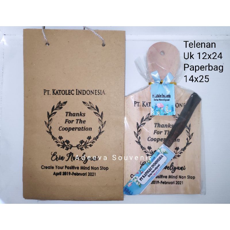 

paket murah souvenir pernikahan telenan 12x24 set pisau paperbag isi 100pcs