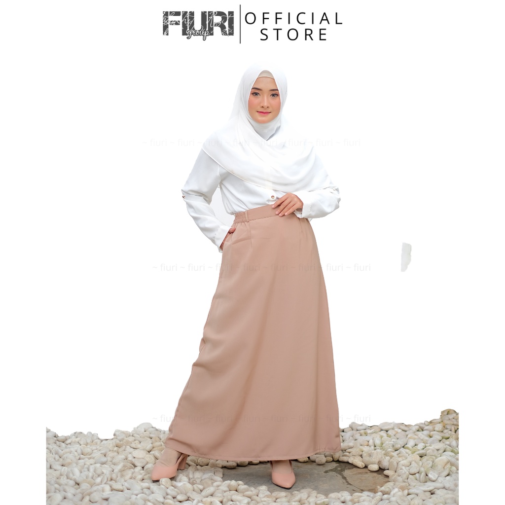 FIURI - Rok Kain Hitam Panjang Model A - Rok Kain Model A - A-Line Skrit - Rok Kerja Pelatihan Ospek Perawat Maba Mahasiswa Baru Muslimah Syari Murah Promo Diskon - Rok Dinas - Rok Putih Cokelat Coklat Abu Abu Hitam Besar Jumbo Big Size - Fashion Wanita