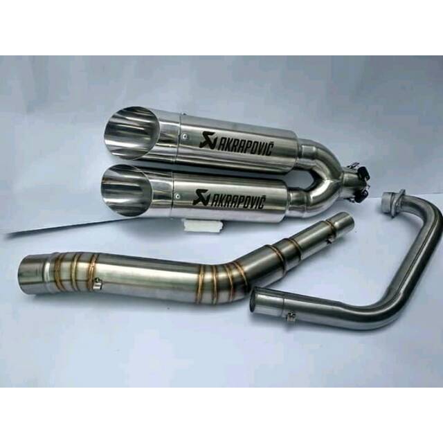 Knalpot racing akrapovic double tabung slincer cbr250 r cbr k45  r15/v3 new cb150 r ninja rr mono