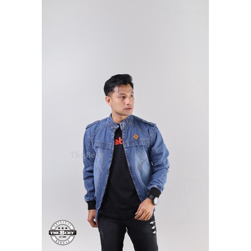 TURUN HARGA ! Jaket Jeans Pria Logo Kulit Scoder The Berry - Jaket Denim Pundak Terlaris - Jaket Cowok Terbaru - Jaket Denim Termurah