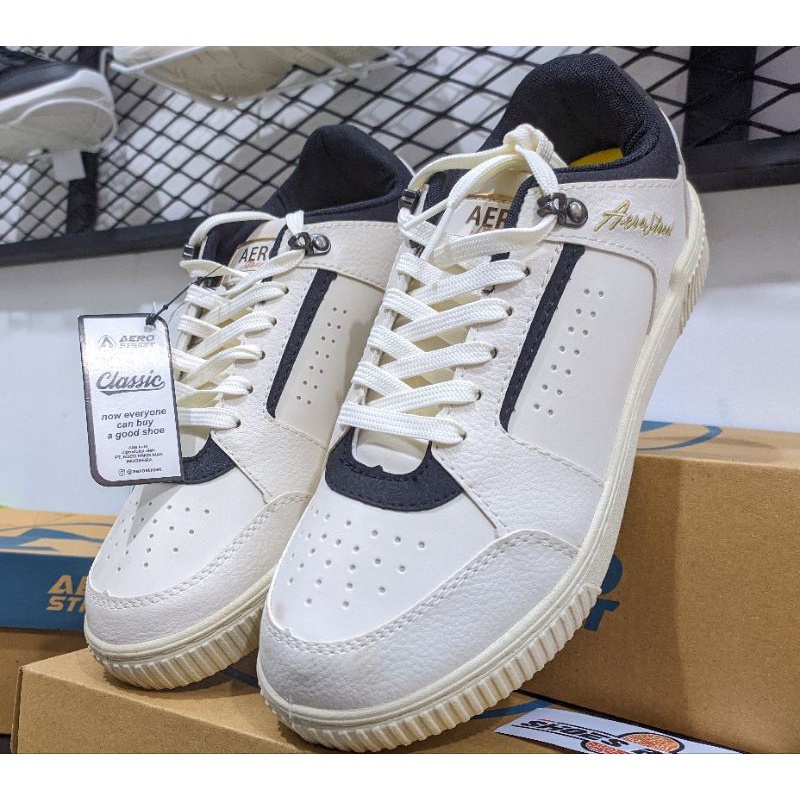 Aerostreet Clasic Putih Hitam- Sepatu Sneakers Pria Wanita