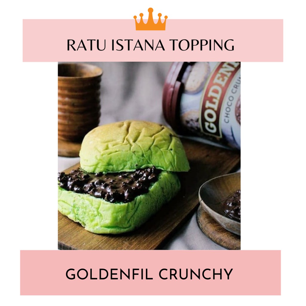 

RB22 GOLDENFIL CHOCO CRUNCHY 1KG-MILK-HAZELNUT-TIRAMISU-SELAI COKLAT MATCHA RENYAH-SELAI ROTI BAKAR
