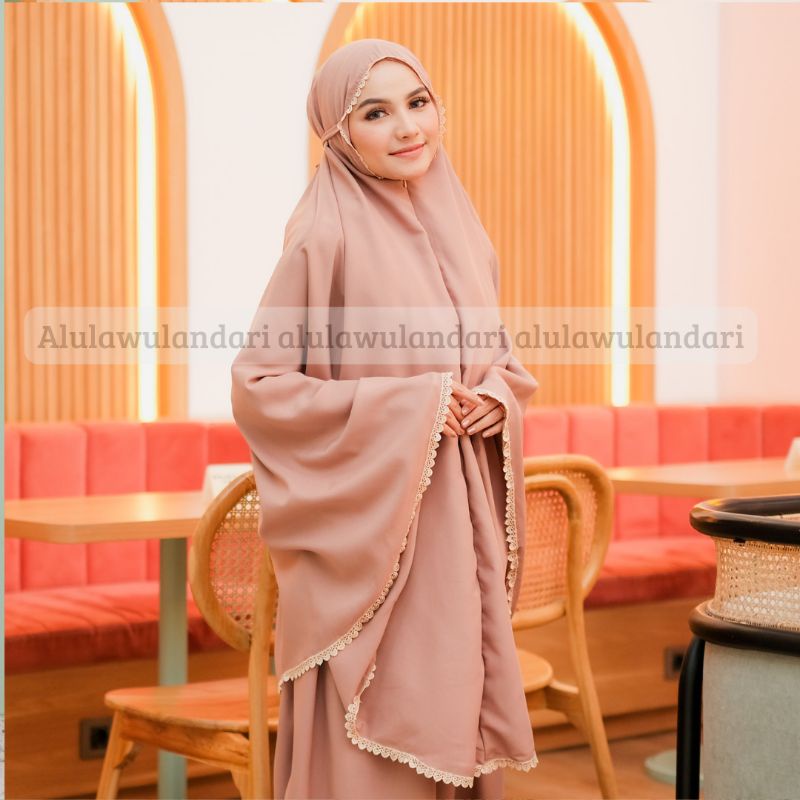 mukena traveling katun polos resleting 2in1 SYAKILAseries