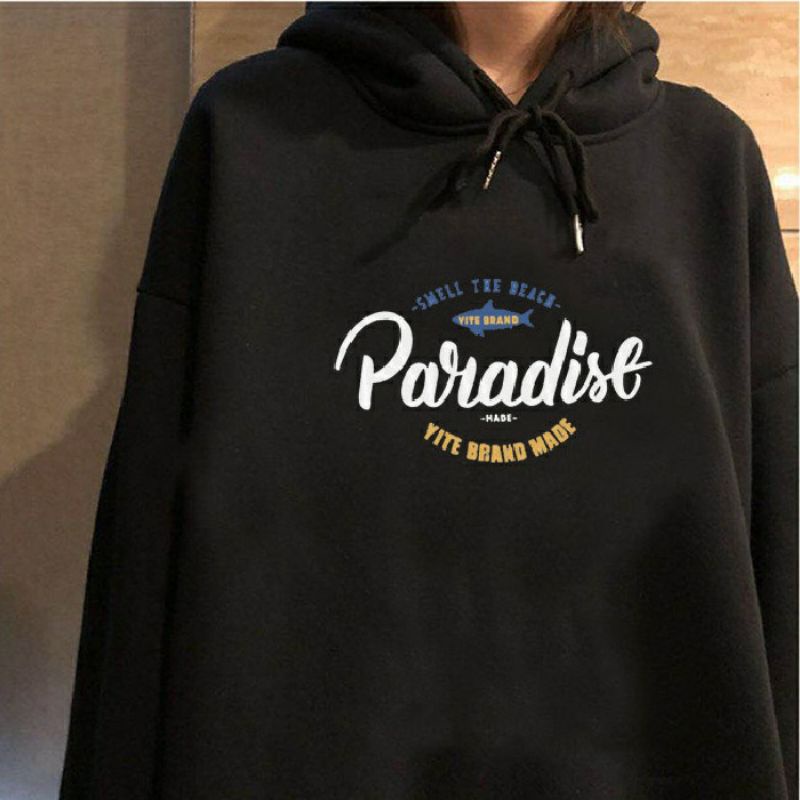 (S - 6XL) Hoodie PARADISE Jaket Jumper BIGSIZE OVERSIZE Cute Korean Harajuku style Jumbo Unisex Fleece Premium