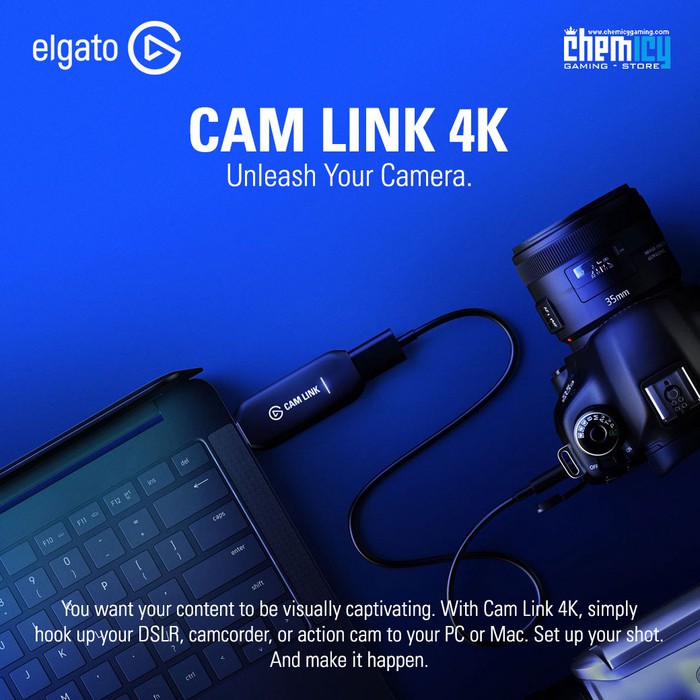 Elgato Cam Link 4K Record via DSLR, Mirrorless, Camcorder, Action Cam