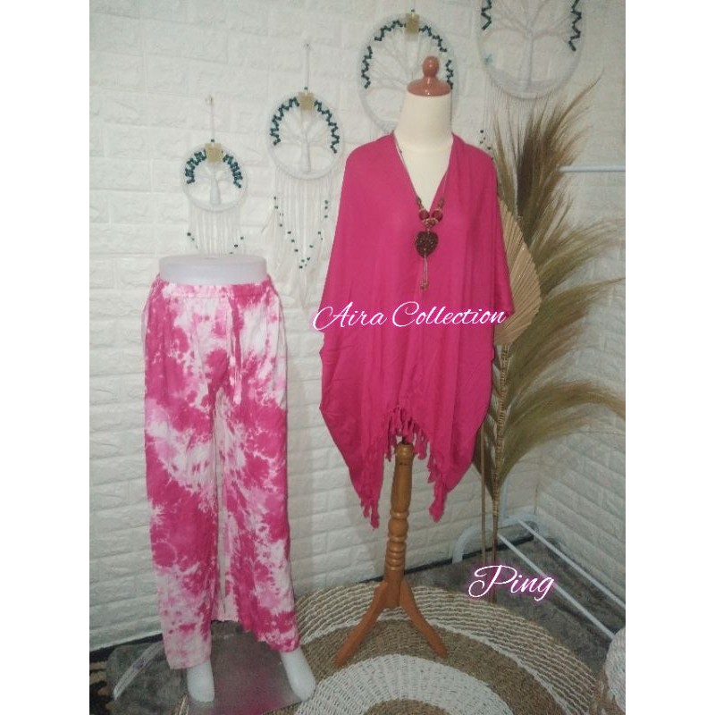 SETELAN CELANA ABSTRAK BALI / ONE SET GARDIGAN POLOS BALI