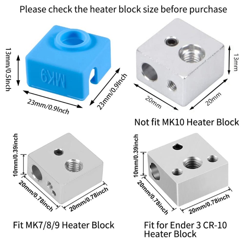 Zzz MK8 4PCS Cover Hotend Extruder Bahan Silikon Untuk Printer 3D Ender 3