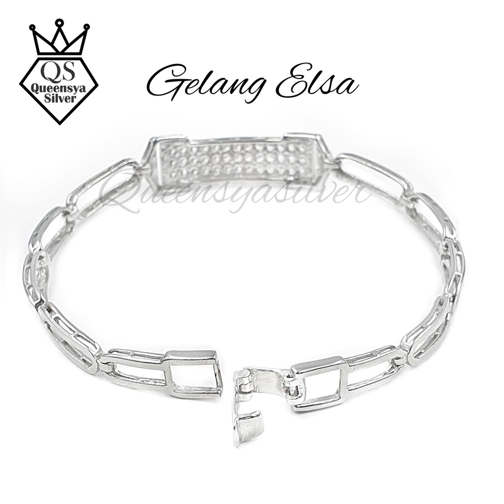 Gelang Perak Asli Silver 925 || Lapis Emas Putih Kuning 18K || Model Listring 3 Baris Full Permata