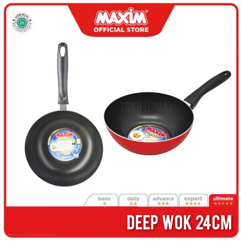 Deep Wok Maxim Galaxy 24cm Valentino 24cm Wajan DEEP WOK Penggorengan Teflon Cekung Maxim Deep Wok Valentino 24 cm