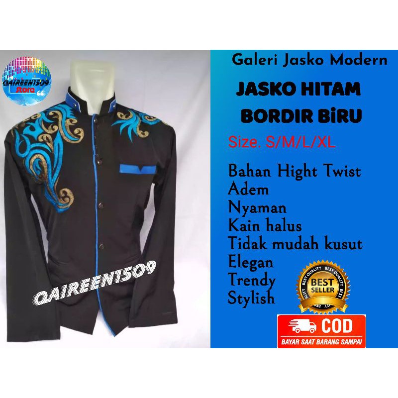 Jasko Hitam Bordir | Koko hitam bordir | Jas Koko hitam dewasa dewasa | Baju Koko dewasa | Jas koko