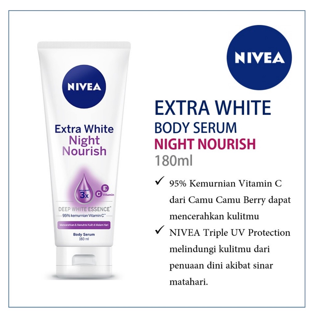 NIVEA Extra White Body Serum 180ml NIGHT NOURISH - Amaze_Kosmetik