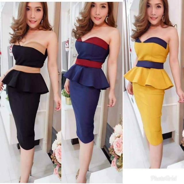 83 Dress Scuba Import Pesta Mewah Kombinasi