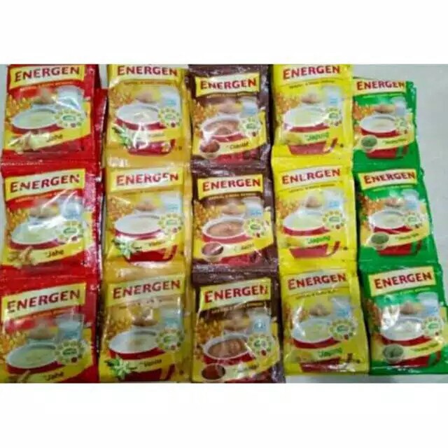 

Energen sereal (vanilla, coklat, jagung, jahe, kacang ijo)