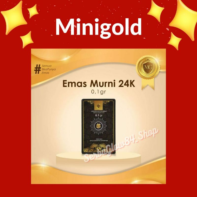 EMAS KECIL MINIGOLD LOGAM MULIA 24 KARAT 0,1 GRAM TERMURAH