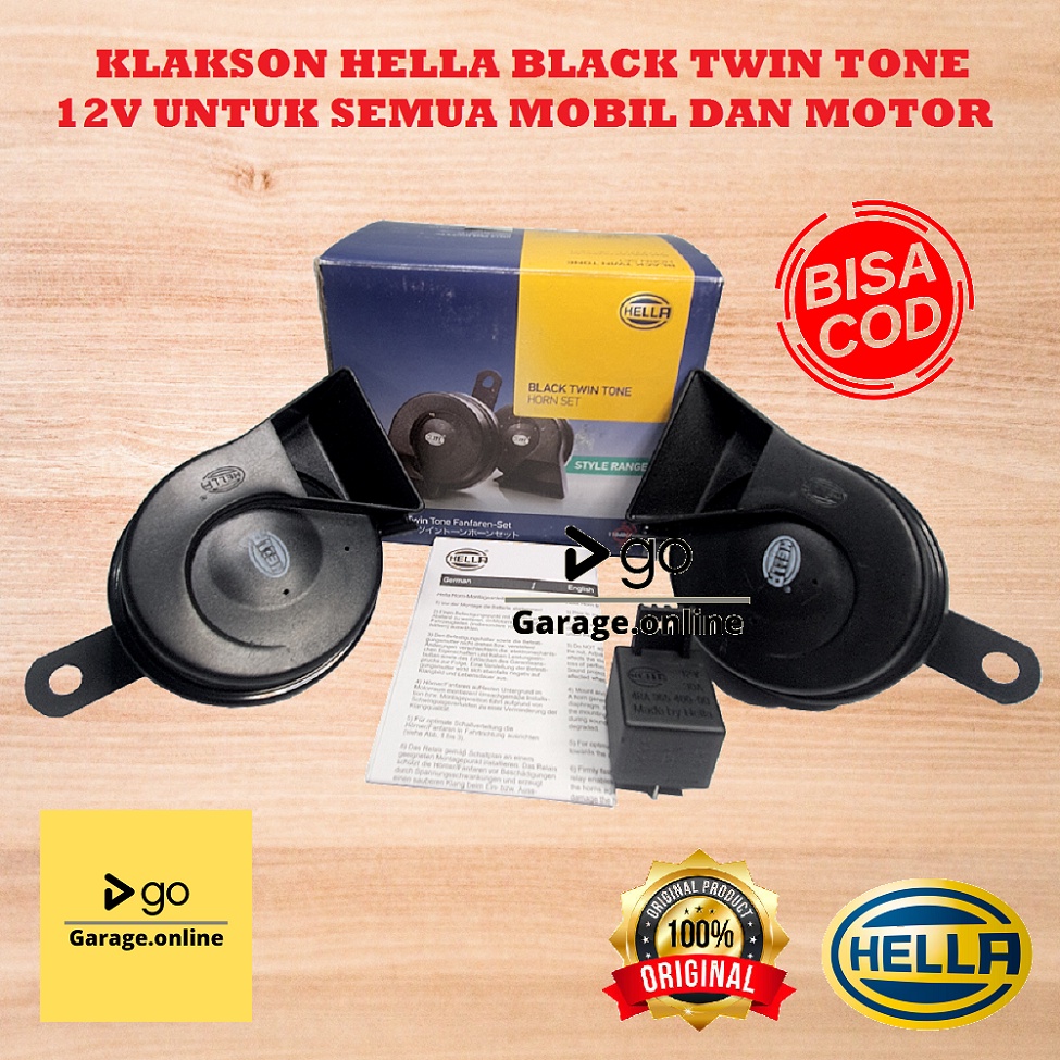 Klakson Keong Hella Black Twin Tone Hitam 12V Untuk semua Mobil dan Motor Original