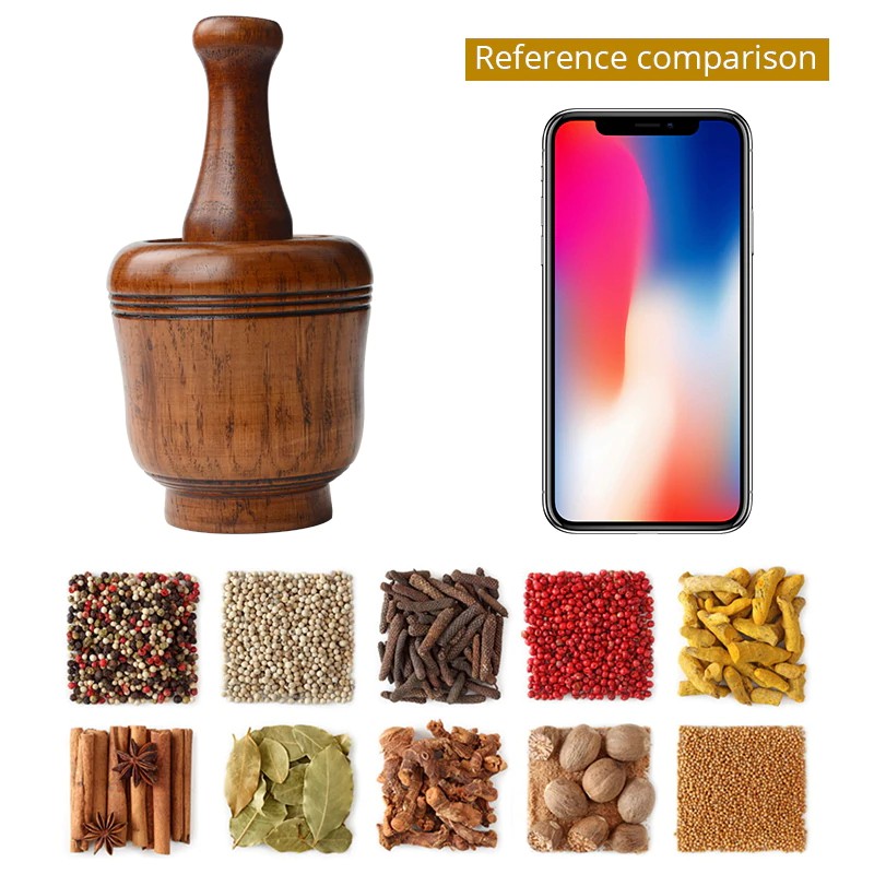 KONCO Wooden Mortar and Pestle Set, Minced Garlic & Ginger Mills Masher, Fresh Chopped Garlic