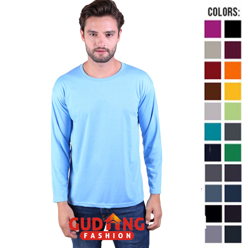 Kaos Lengan Panjang Polos Pria / Men Basic Long Sleeved Tshirts - Banyak Pilihan Warna PLS (COMB)