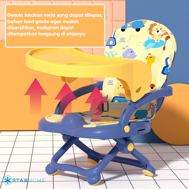 Kursi Makan Bayi Baby Chair Kursi Belajar Anak Bonus Alas Meja Transparan StarHome Booster Seat 8947