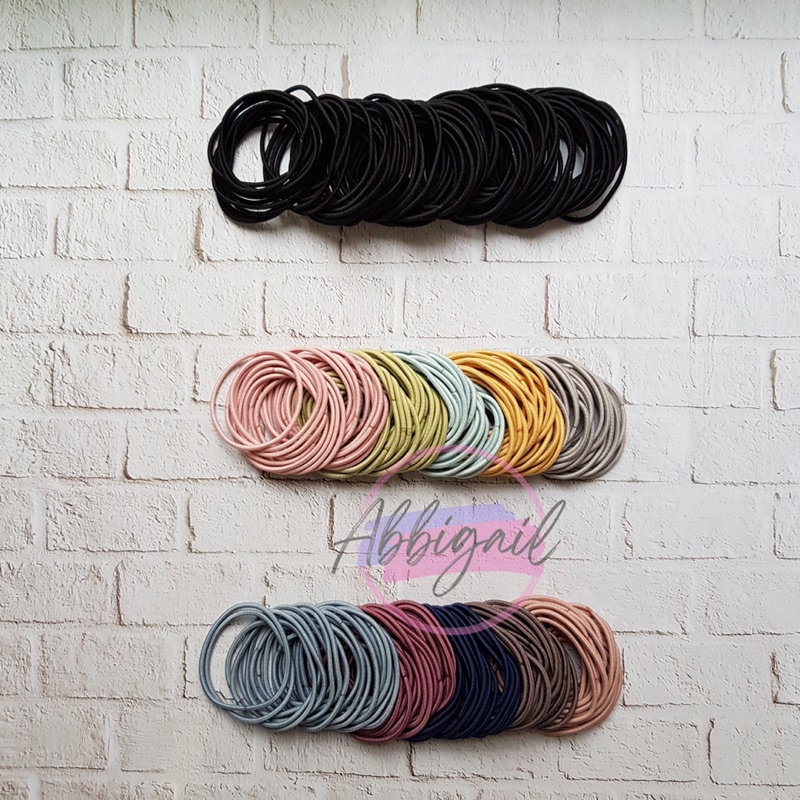 𝘈𝘉𝘎✰ Ikat Rambut Karet Polos Elastis Gaya Korea / Karet Gelang / Kuciran Rambut Wanita 100 Pcs 1112