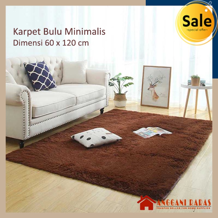 Karpet Minimalis Anti Slip Karpet Bulu Tebal Ruang Tamu Ruang TV Kamar Tidur Kamar Kosan Uk.60x120cm