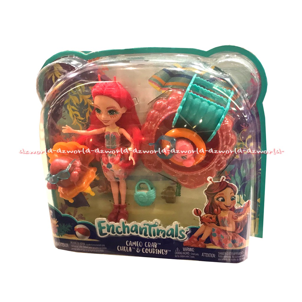 Enchantimals Cameo Crab Chela &amp; Courtney Enchatimal Doll Mainan Boneka Dengan Kepiting