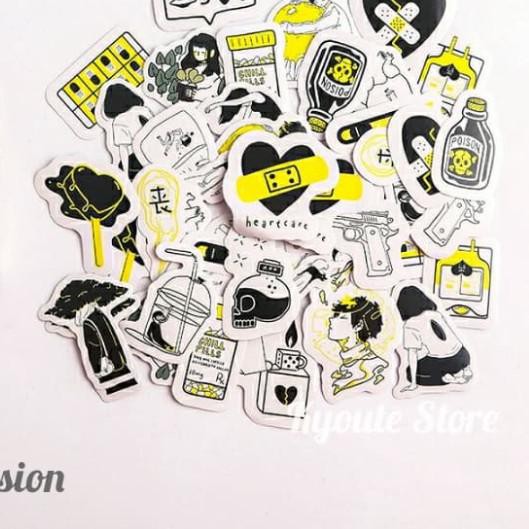 

☂ 46 pcs Sticker Cute Cool Princess Aesthetic Scrapbook DIY Bujo Planner - Depression ❇