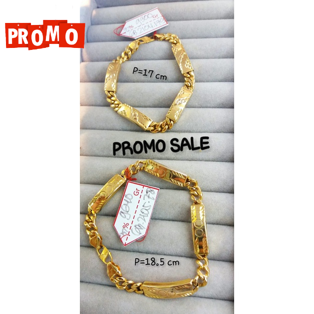 Gelang promo kadar 375/8karat plat ringan model besar