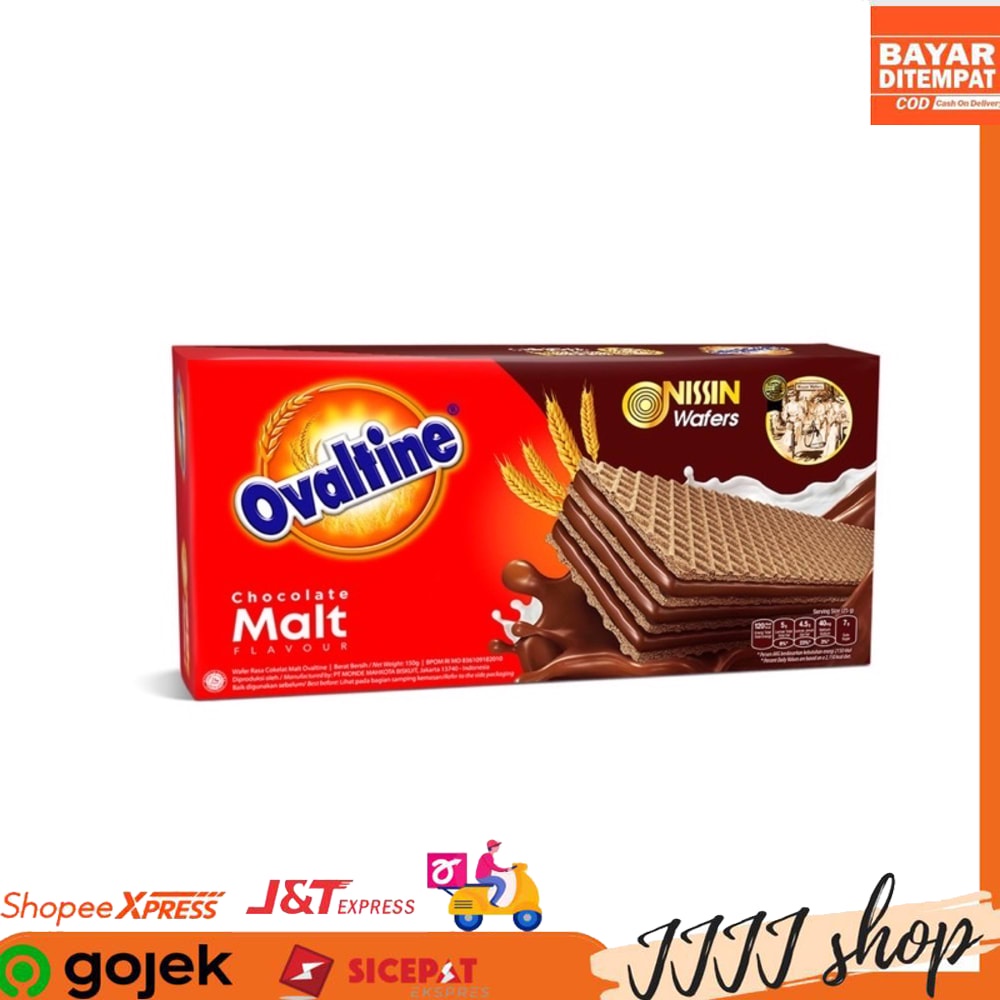 

Biskuit Nissin Waffer Ovaltine Chocolate Malt Cemilan Snack Wafer Rasa Coklat 150gr