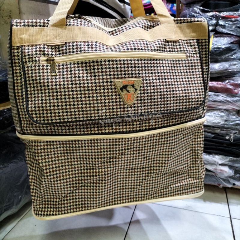 Tas Pakaian Susun Motif Kotak Rudal Expand Uk Besar Travel Bag Jinjing Selempang