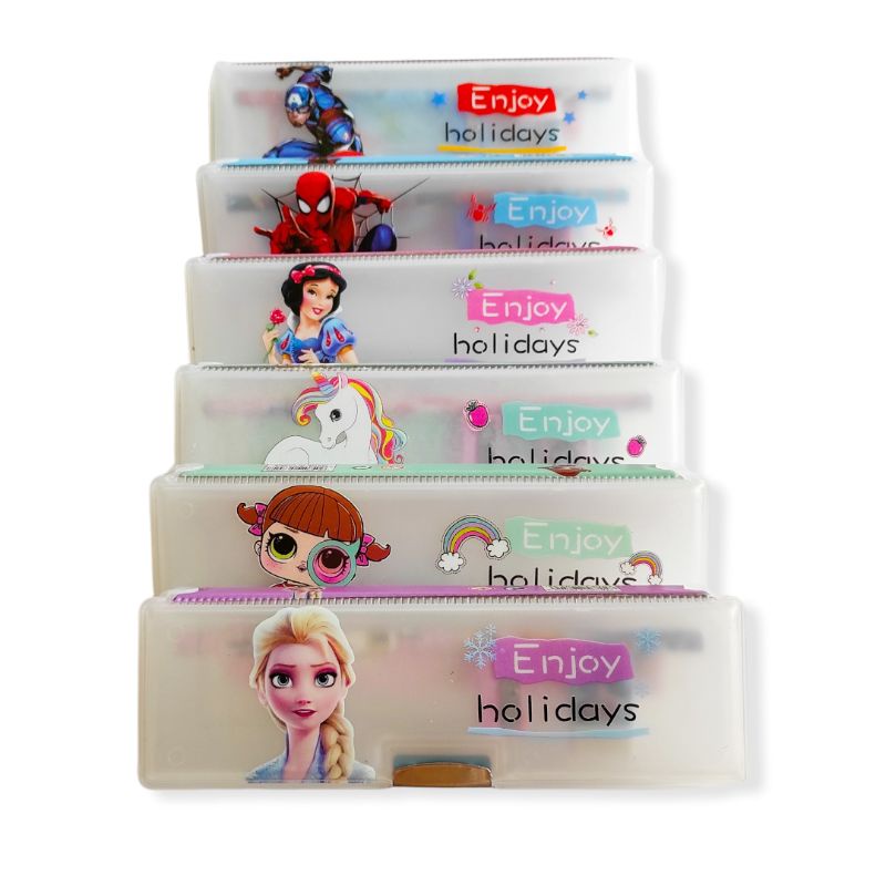 

Kotak Pensil Magnet Transparan Set Alat Tulis Karakter FROZEN LOL UNICORN PRINCESS SPIDERMAN AVENGERS