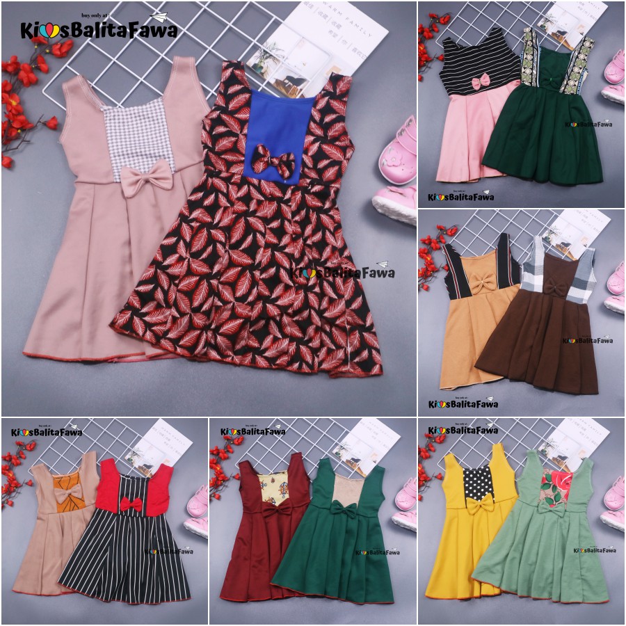 Dress Clairine uk Bayi - 7 Tahun / Baju Anak Perempuan Murah Dres Polos Yukensi Adem Pakaian Murah