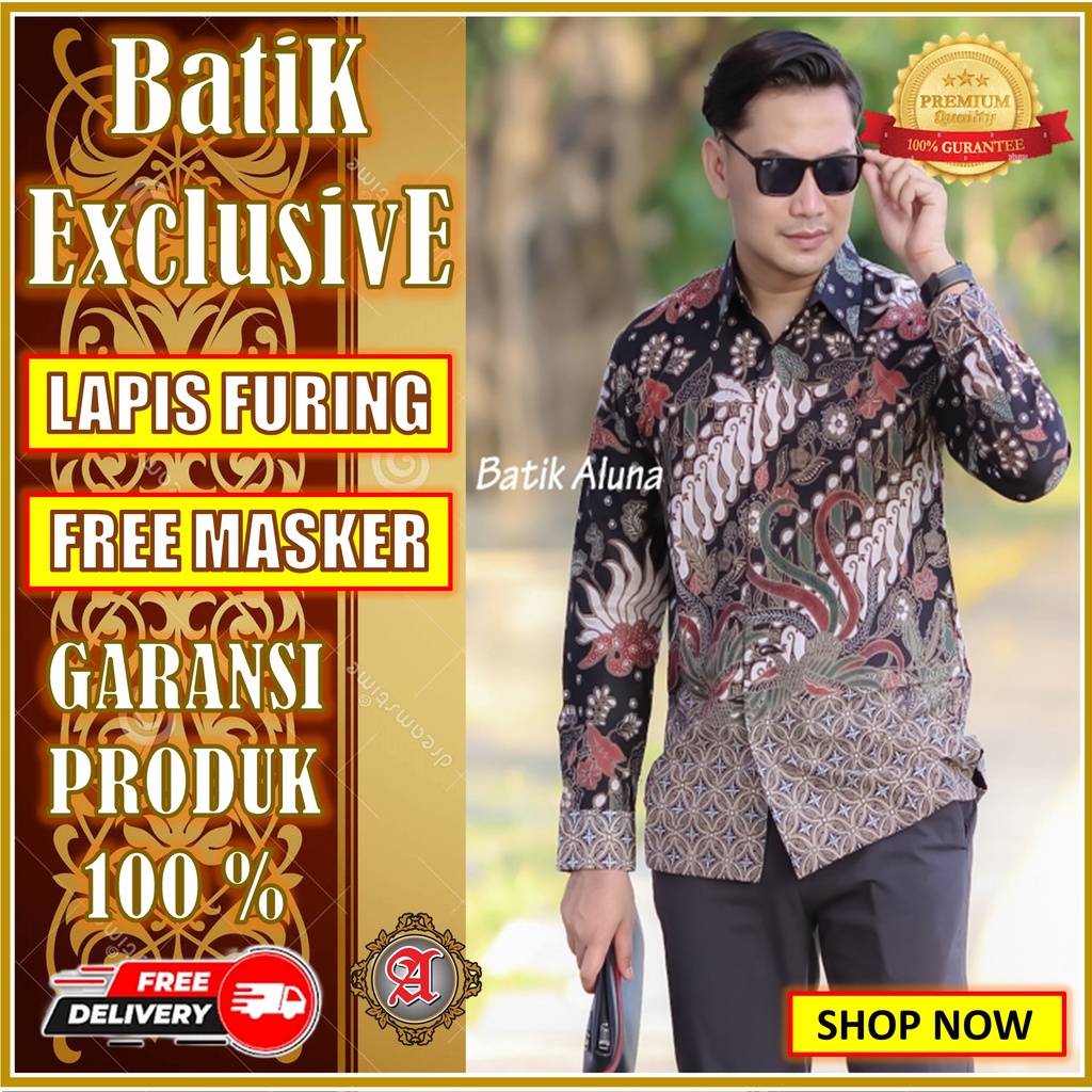 Alisan Slimfit Kemeja Batik Pria Full Furing Lengan Panjang Premium Produksi Batik Aluna BAC 003
