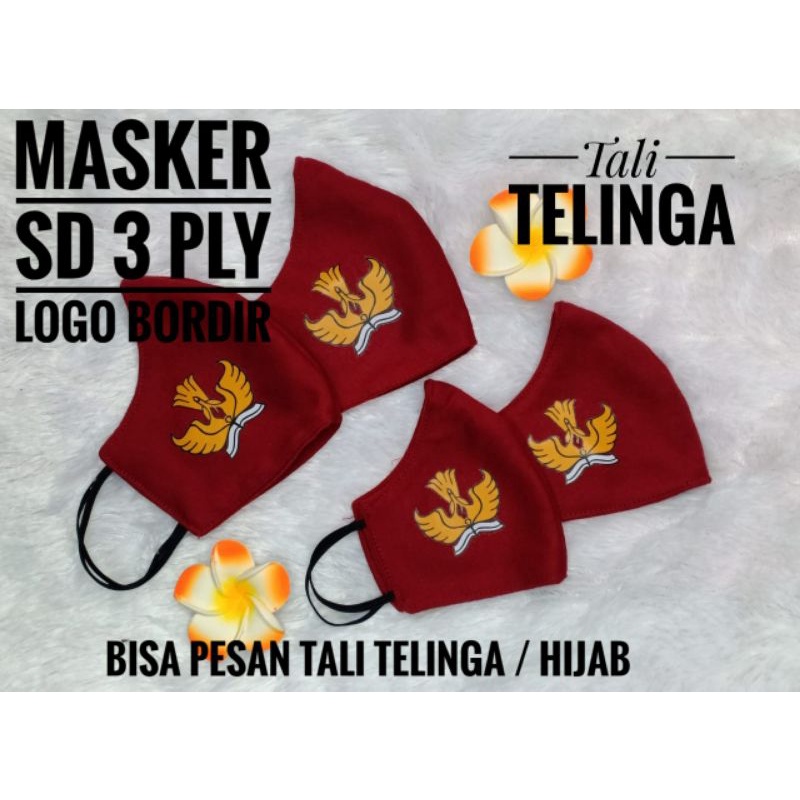 Masker anak SD Model Duckbill logo sablon/ bordir