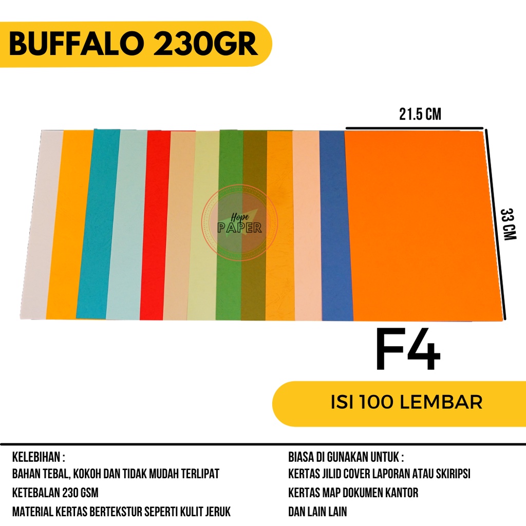 

Kertas Cover F4 Buffalo isi 100 lembar / Kertas Karton Buffalo F4