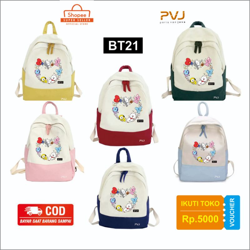 Tas Ransel Anak Perempuan Style Korea BT21 Tas Sekolah BTS Fashion Kids Backpack Original PVJ