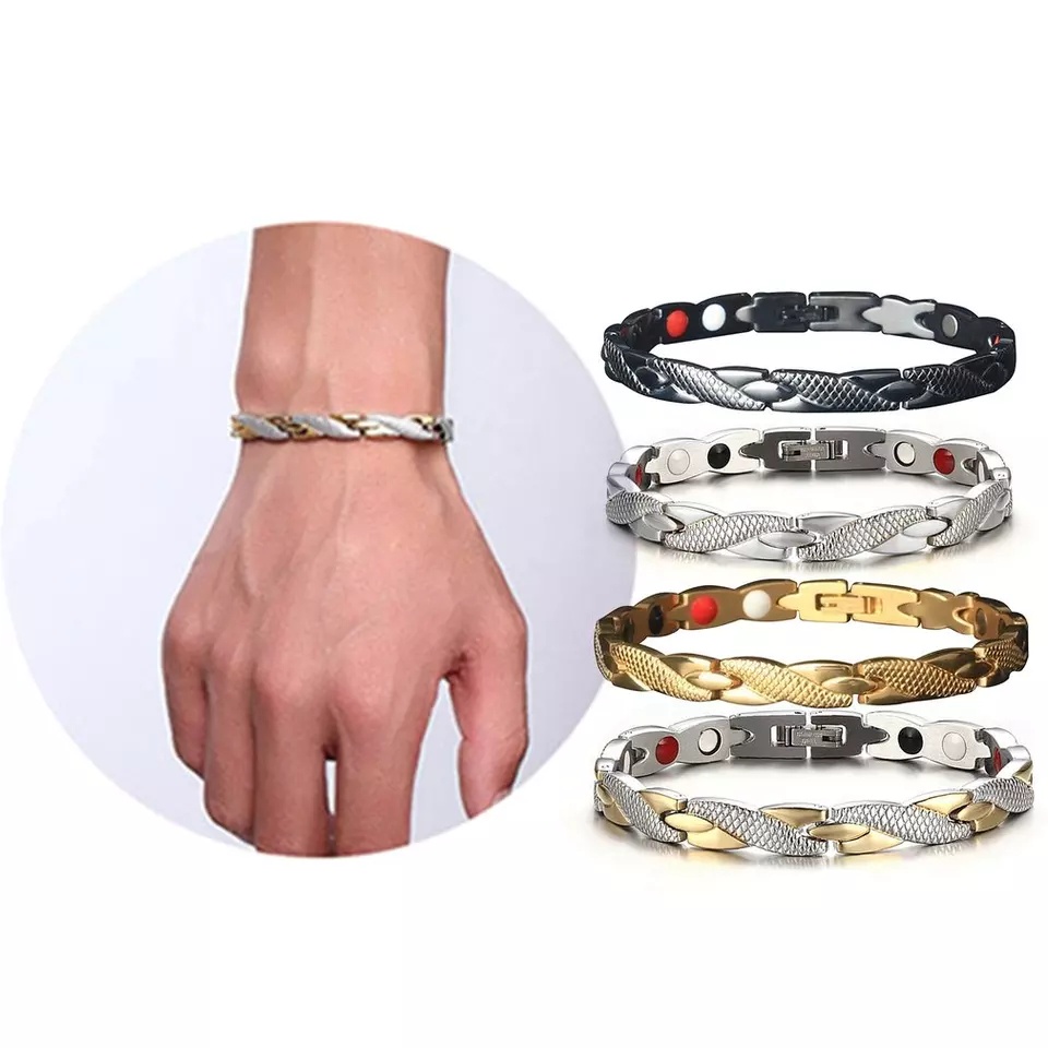 Gelang kesehatan power terapi magnet titanium anti karat - bio magnetic energy balance