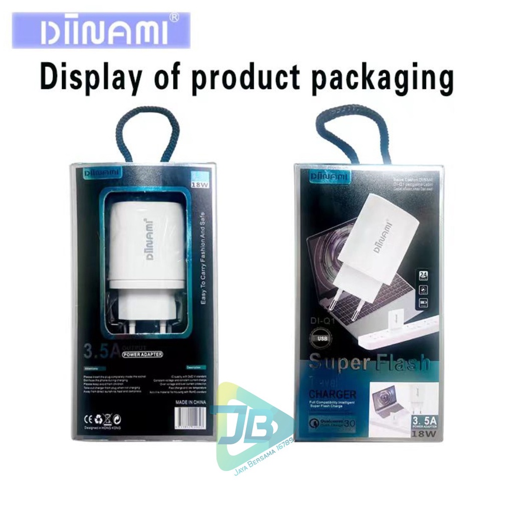 DIINAMI Adaptor Charger DM-Q1 Batok Charger Single Port Quick Charger 18W Qualcomm QC3.0 3A Output - Garansi Original Resmi 1 Tahun JB5806