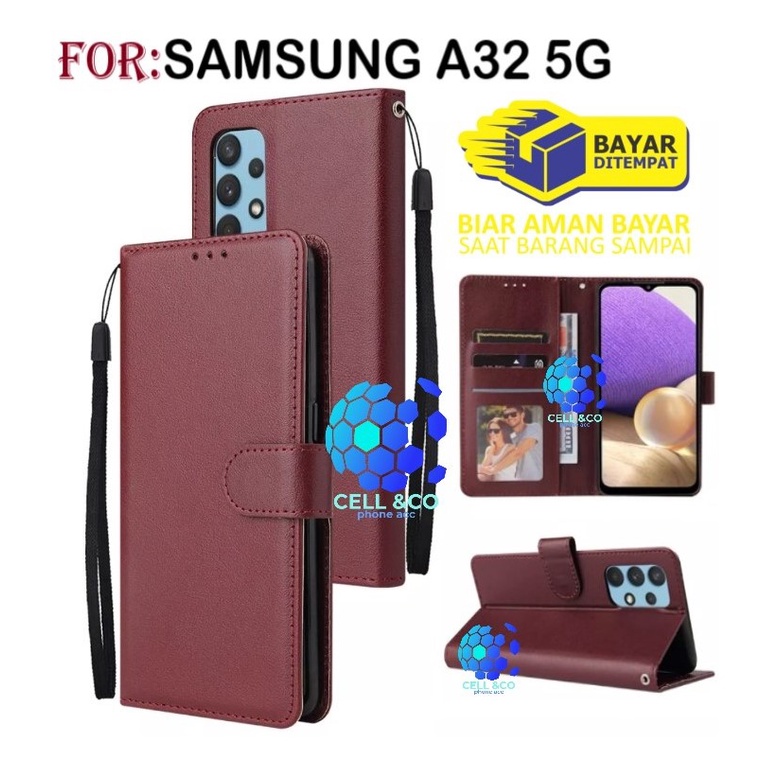 SAMSUNG A32 5G CASE FLIP LEATHER WALLET PREMIUM FLIP CASE BUKA TUTUP KESING HP CASING FLIP CASE WALLET SAMSUNG A32 5G