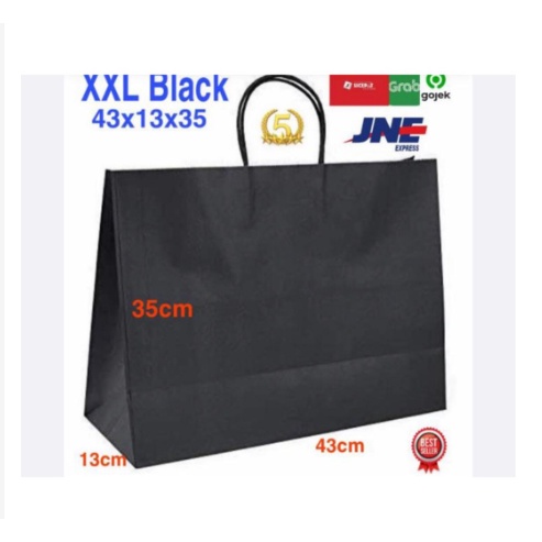 Paper Bag Hitam Polos - Goodie Bag Vintage Samson Elegan Black Kantong